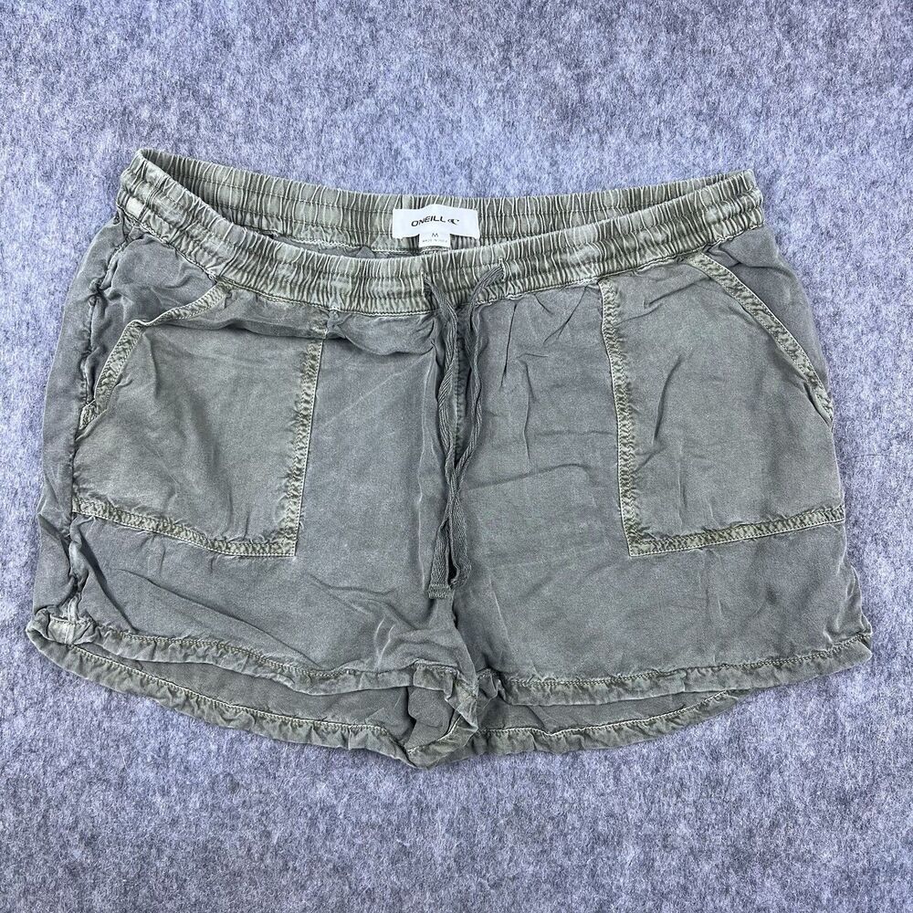 O'Neill Women's Fran Shorts Olive Green 100% Viscose Lightweight Beach Size M